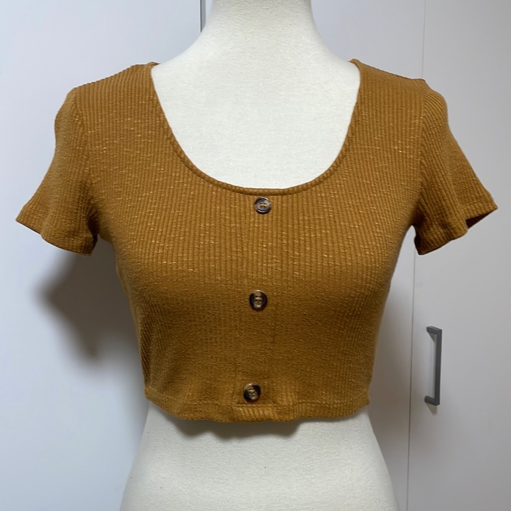 Brown Ribbed Crop Top * Popular 21 * Size Small